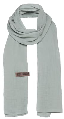 Knit Facory - Liv Schal - Fein Gewebter Damen Schal - Luftiger Musselinschal - Für Frühling und Sommer - 100% Bio-Baumwolle - Vintage Green