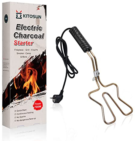 KITOSUN Accendino Elettrico a Carbone 700W – BBQ Grill Camino Accendini per Carbonella Bricchette di Accensione Facile e Veloce Niente Scintille o Fiamme Bobine di Calore in Acciaio Inox 304 (700 W)