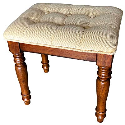 Luxus Soft Piano Hocker Breathable Piano Hocker amerikanischen Holz-Klavier-Tastatur Hocker Schminktisch Guzheng Drum Symphony Klavierhocker Gepolsterter Sitz (Beige One Size)