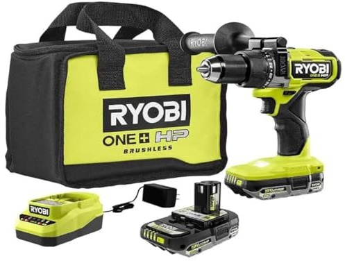 RYOBI ONE+ HP 18V Brushless Cordless 1/2 in. Hammer Drill Kit with (2) 2.0 Ah Batteries, Charger, and Bag (PBLHM101K2)