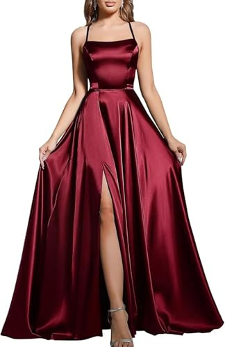 BABYONLINE D.R.E.S.S. Cocktailkleid, Hochzeit, lang, Schlitz, sexy, rückenfrei, schick, elegant, Galakleid mit Schleppe, bordeaux, 30