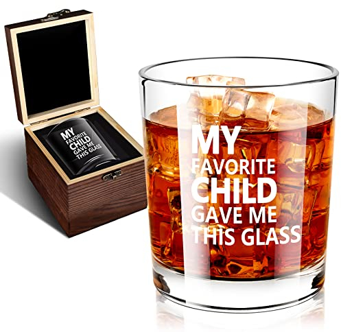 My Favorite Child Gave Me This Glass, bicchiere da whisky in pregiata scatola di legno, 340 ml, bicchiere da whisky rocce per papà, novità in vetro scozzese da Son on Christmas Festa del papà