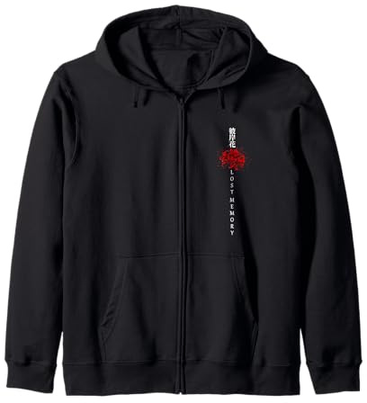 Rote Spinnenlilie in Anime Blumen Soft Grunge Ästhetik Kapuzenjacke