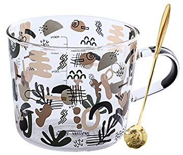 Vasos/Vasos de Agua Tazas de café de cristal, gran boca grande Mocha Bebida caliente Tazas, tazas de café espresso con mango, perfecto for latte, capuchino, chocolate caliente, té y jugo Copas de Agua