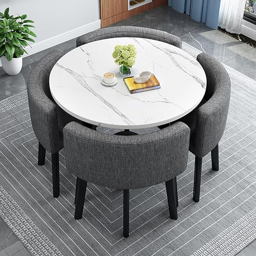 Esstisch-Set,runde Esstische Mit 4 Stühlen Set 80cm Runder Esstisch,Besprechungstisch Mit Stühlen,Rezeption Tisch Und Stuhl Kombination,geeignet Für Zuhause,Küche,Esstisch,Bibliothek/Büro ( Size : B5
