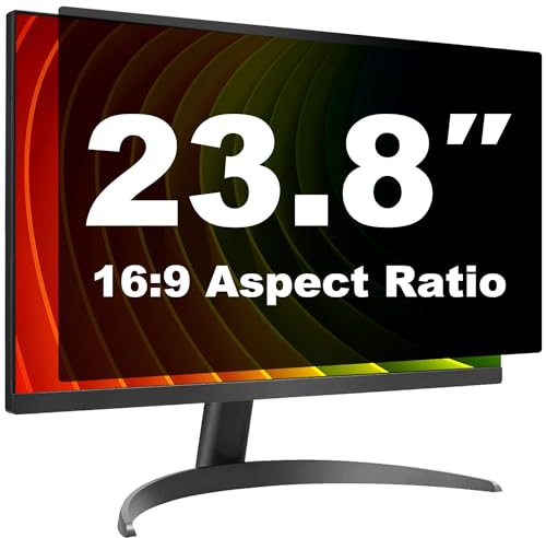 Pozlle Filtre de Confidentialité pour Écran PC 23,8 Pouces 16:9, Film de Confidentialité Amovible pour Moniteur Ordinateur, Protecteur d'Écran Anti-Espion, Anti-Lumière Bleue