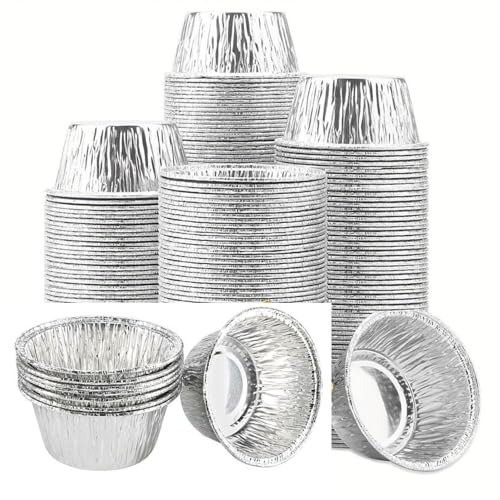 Ramequin en Aluminium De Haute Qualité Recyclable x100pcs - Moule À Tartelette Jetable Et Réutilisable 150ml, Résistant À La Chaleur - Idéal Pour La Pâtisserie, Facile À Nettoyer
