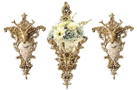 Wand-Pflanzgefäß, 3Er-Set, Ästhetische Vase, Retro-Harz, Wandmontage, Blumenvasen, Dekorative Vase, Verwendet Im Wohnzimmer, Flur, Schlafzimmer, Hochzeitsdekoration