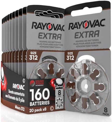 Rayovac Extra Size 312 Hörgerätebatterien PR41 Braun - 160 Batterien