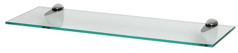Harbour Housewares Floating Glass Wall Shelf - 60cm - Pack of 1 - Shelving Storage Vanity Display Shelf Unit with Silver Brackets for Bathroom, Shower, Kitchen, Living Room
