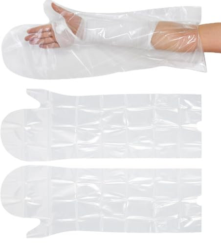 Lvozize Protector Escayola Brazo Impermeable, Protector De Escayola Adultos Brazo Funda de Yeso Desechable Impermeable Heridas Protección Post Operatorio Brazo Cubierta para la Ducha 2 uds