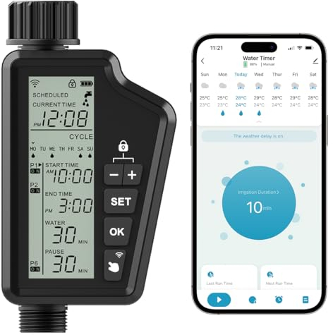 AVATTO Bewässerungscomputer Smart WiFi Zeitschaltuhren Automatische Bewässerung Unterstützen Alexa und Google Assistant Sprachsteuerung und Smart Life App Fernbedienung [kein Gateway Hub erforderlich]