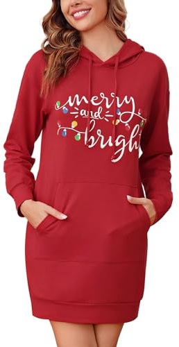Terecey Robe Sweats à Capuche Femme Sweat Long Hoodie Hiver Pull Robes avec Poche Long Robes Casual Manches Longues