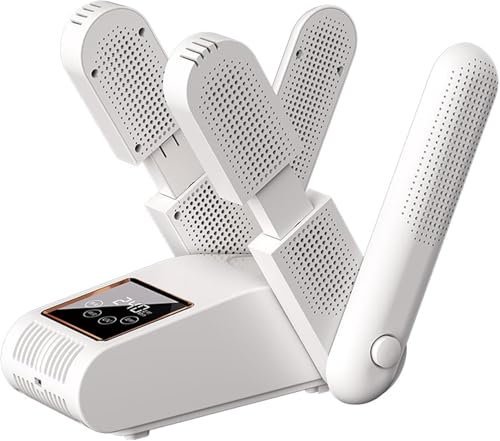 Electric Shoes Dryer, Boot Dryer Shoe Dryer with Double V bracket, LED Touch Screen and Timer, 55℃ Constant Temperature, Foldable Portable Dryer Quick Drying for Shoes Boots Gloves white