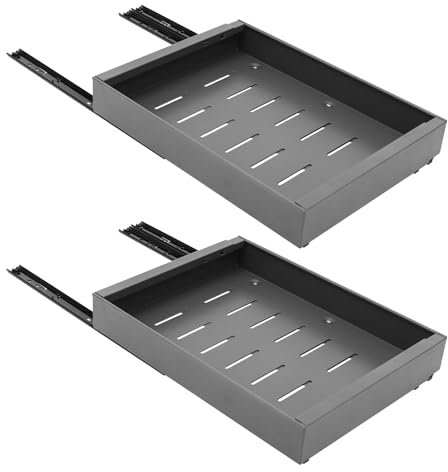 2er-Pack Teleskopschublade, Verstellbare Breite 32-52cm Ausziehbare Schrankschublade, Peel und Stick Slide Schubladen Out für Küchenschränke, Kein Bohren und Nageln Erforderlich (Grau)