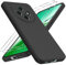 Coiwxmoi Cover per OPPO Reno 12 F (5G/4G) / OPPO Reno 12 FS (5G/4G) con 2 Pezzi Pellicola Vetro Temperato, Ultra Sottile Morbido Liquid Silicone TPU Custodia Antiurto AntiGraffio Protettiva Case,Nero