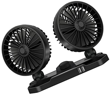 UKCOCO 2pièces Ventilateur De Voiture Oscillant à Double Tête Avec Port Usb Ventilateur De Refroidissement Pour Compatible Avec Suv Camion Et Camping