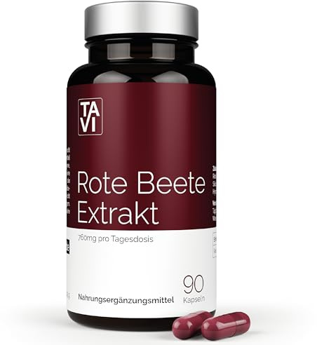 TAVI® Rote Beete Extrakt • hochkonzentriert • Kapseln ohne Zusatzstoffe | Reines Extrakt • vegan • Hergestellt und laborgeprüft in Deutschland