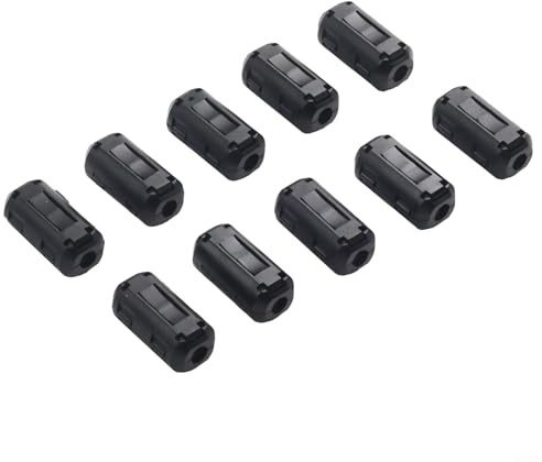 Ferritkern-Filterring mit Geräuschunterdrückung für 5-mm-Kabel, 10 Stück, RFI-Entstörer für Computer, Audiogeräte und mehr (schwarz)