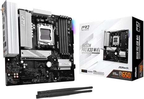 ASRock B650M Pro X3D WiFi AM5 Micro-ATX Scheda madre: AMD Ryzen 9000/8000/7000 | DDR5 8000+ | PCIe 5.0 M.2 | WiFi 6E | 2.5G LAN | USB 3.2 Gen2 | BIOS Flashback