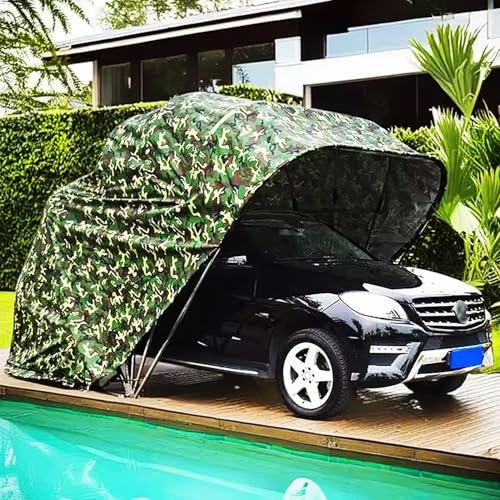 Asiwnshw Cochera Plegable móvil de Acero Inoxidable, toldo retráctil Plegable para Coche, Refugio semiautomático Duradero, Garaje portátil(19.6x8.2x8.2FT)