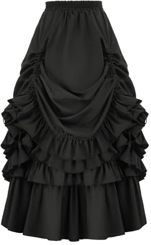 FQLGJMY Dam medeltida viktoriansk volangkjol renässans gotisk pirat höga låga kjolar halloween cosplay kostym