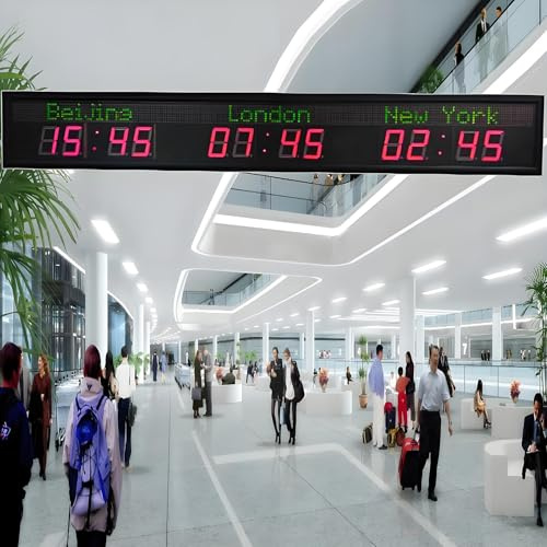 Orologio Mondiale Da Parete, Orologio Da Parete Digitale a LED Con Orario Mondiale, Orologio Digitale Con Più Fusi Orari, Orologio Da Parete Con Fuso Orario Di 3/4 Città,3citytime