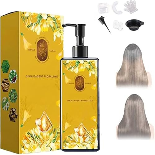 Nourishing Plant-Based Hair Color for women, Long-Lasting & Natural Hair Color Shampoo for Gray Coverage, Single Agent Floral Dye, Botanical Gentle Hair Coloring Cream for Men Women (Chestnut Brown)