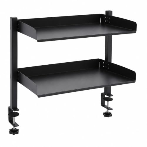 Kanbihao Skrivbordshylla 2 nivåer klämbar skrivbord organisatör skrivbord förvaring ingen borrning skrivbordshylla för hem kontor 44 x 22 x 39,3 cm svart