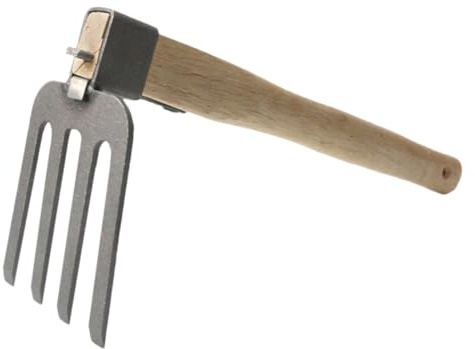 JOINPAYA Petit Râteau de Jardin Compact Acier avec Manche Bois Outil Multifonction pour Creuser Désherber et Planter pour Jardinage Familial et Culture de Fleurs