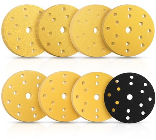 56 Pièces Disque a Poncer 150mm Grain 40 60 80 120 240 320 400 15 Trous | con Protection Plateau Ponceuse Disque Abrasif Poncage Papier Verre 150mm pour Ponceuse Excentrique Bois Cornière Rouillé