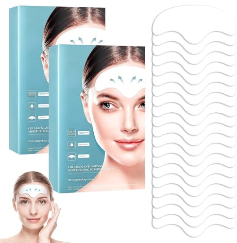 12 st veckade plåster, forehead rynkmärken med kollagen & aloe vera, anti-rynk plåster ansikte för utjämning av pannvecken och mimikrynkor, minskning av rynkor och skrattveck