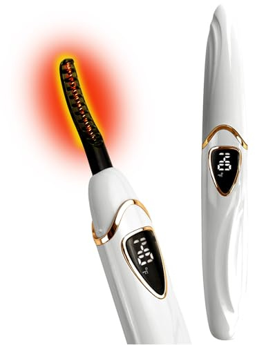 Tehoi S600 Beheizte Wimpernzange – Genaue Temperatursteuerung, intelligente automatische Abschaltung für natürliches Make-up und langanhaltende Locken (PearlWhite+Gold)