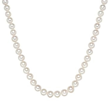 Valero Pearls Damen Perlenhalskette mit Hochwertigen Süßwasser-Zuchtperlen | Perlengröße 10-11 mm,Runde Form,weiß,925/- Sterling Silber,Kugelschließe,Perlenkette,Halskette,echte Perlen,einzeln geknotet