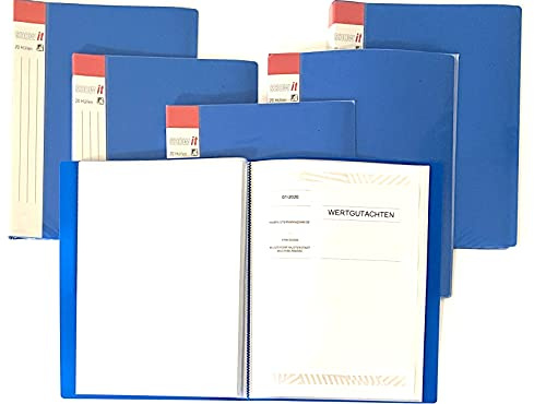 6x HETZEL Sichtbuch blau mit 20 A4 Sichthüllen für 40 Blatt, Präsentationsmappe mit Klarsicht-Hüllen, Sichthüllenbuch, Portfoliomappe, Angebotsmappe
