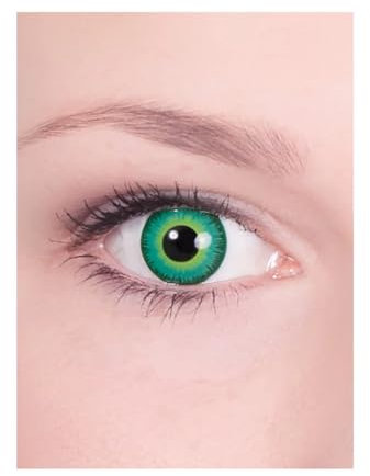 Alien blau-grün-schwarze Kontaktlinsen/Monatslinsen - Motivlinsen ohne Sehstärke - Unisex - Erwachsene - ideal für Halloween, Karneval, Motto-Party & Horror-Events