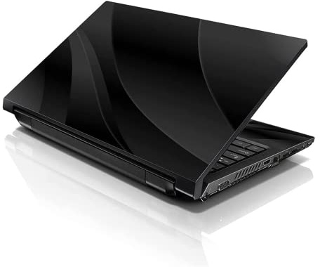 LSS 15 15.6 Inches Laptop Notebook Skin Sticker with 2 Wrist Pads - Reusable Cover Protector Vinyl Sticker Cover Decal Fits 13 - 16 HP Asus Acer Samsung - Black Waves