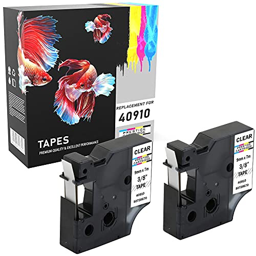 2 Kassetten D1 40910 schwarz auf transparent 9mm x 7m Schriftband kompatibel für DYMO LabelManager LM 100 160 200 210D 260 280 300 350 350D 360D 400 420P 450 500TS PC2 PnP LabelWriter LW 400 450 Duo