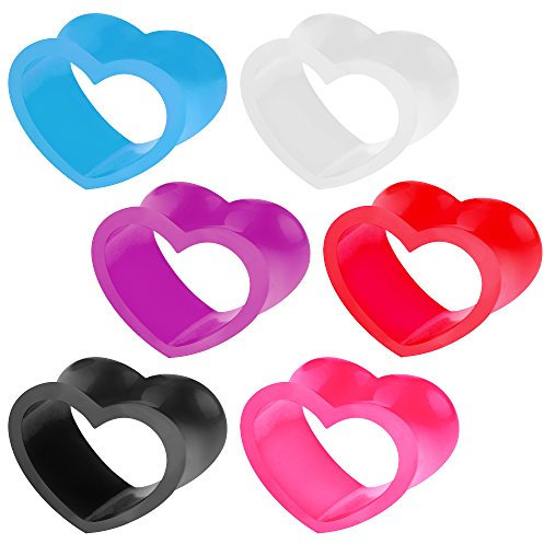 Piercingfaktor Flesh Tunnel Ohr Piercing Plug Ohrpiercing Silikon Motiv Form Herz Double Flared Rot 12mm