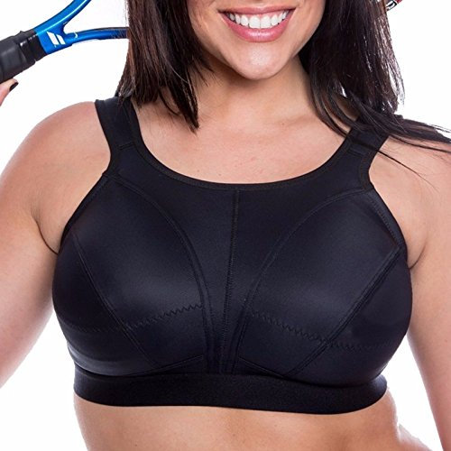 Gemm Ladies High Impact Non Wired Large Sports Bra Small to Plus Size (38E, Black)