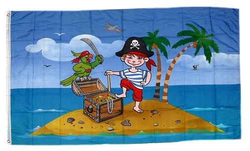 Fahne/Flagge Kinderpirat Schatzinsel 90 x 150 cm