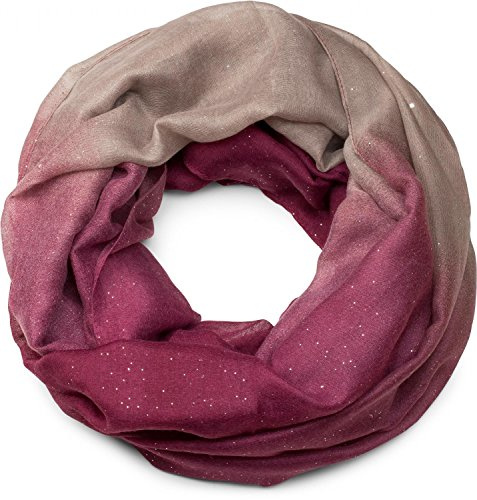 styleBREAKER chal de mujer con gradiente de color y purpurina, pañuelo, lentejuelas, tela, bufanda 01017033, color:Burdeos-rojo-marrón topo