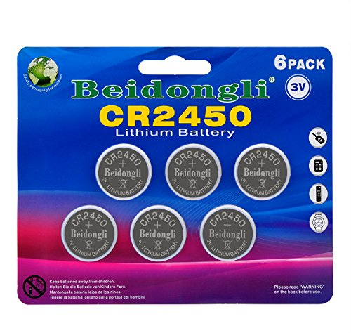 CR2450 3v Lithium Battery Button Coin Cell Battery for Watches calculators LED Candles (6pack)