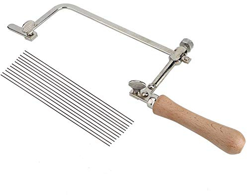 Qkiss Bügelsäge, Sägebogen, DIY Zimmerei-Bügelsäge-Schmuck-Werkzeug, das hölzernen Ausschnitt-Griff-Installationssatz, Berufshandsäge herstellt.(Sägebogen + 12 Sägeblätter)