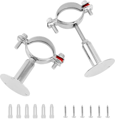 QWORK® Wall Mount Ceiling Mount Pipe Support, Adjustable Stainless Steel Bracket Clamp for Dia 51mm (1-1/2 inch) with Screws, Ideal for Pipe, Tube or Rod Fixing