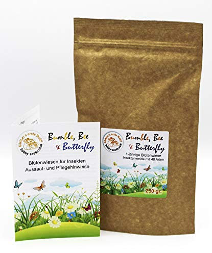 Bienenweide Bumble, Bee & Butterfly von bobby-seeds, einjährige Blumenmischung und Insektenweide mit 15 Arten 250 Gramm