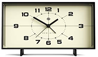 NEWGATE® Wideboy wecker | Rechteckiges Retro Design | Schwarz | Zifferblatt aus der Mitte des jahrhunderts | Ideal für nachttisch, Schreibtisch, kaminsims oder Regal | Retro Accessoires