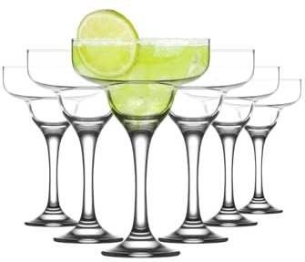 LAV 6X Clear 300ml Misket Magarita Glasses - Espresso Martini Champagne Cocktail Gin Wine Drinking Party Coupe Glass Set