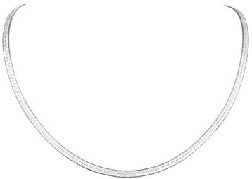 FOCALOOK Edelstahl Kette Damen Choker Kette Edelstahl Flache Schlangenkette 3mm/5mm Damen Halskette Silber/Gold/Schwarz/Rosegold 32cm/38cm/46cm lang
