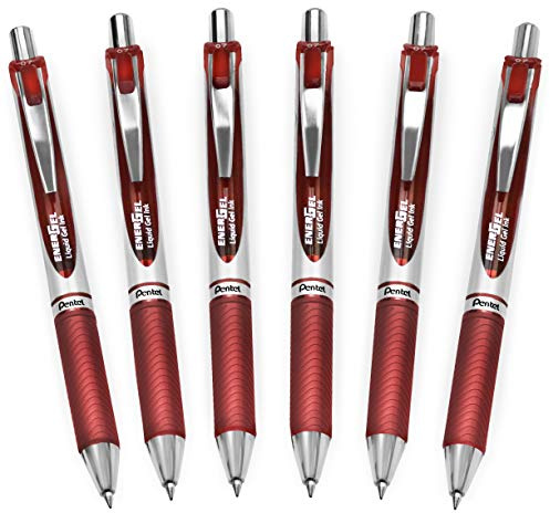 Pentel EnerGel XM BL77 Gelschreiber, einziehbar, 0,7 mm, 54 % recycelt, Burgunderrot, 6 Stück
